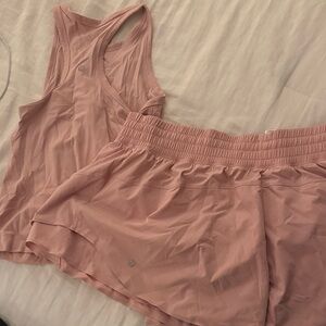 Lululemon Women's Pink Tank and Shorts Set